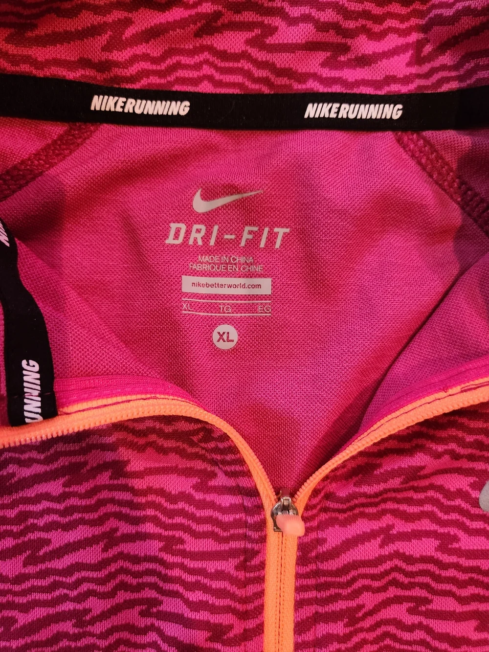 Nike Pink Patterned Dri-FIT Quarter-Zip Sweater with Yellow Trim